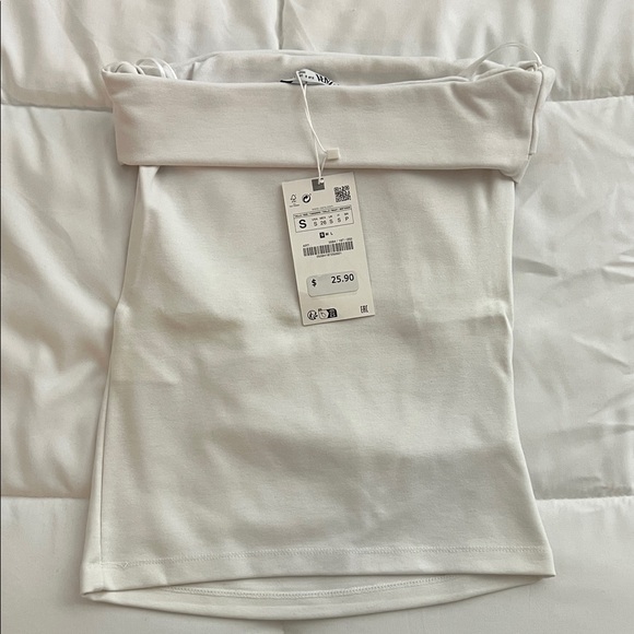 Zara Off-White Strapless Top - Picture 2 of 3